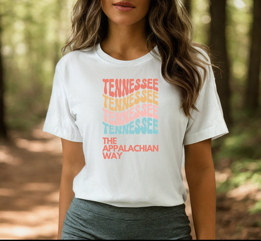 Retro Tennessee USA State The Appalachian Way Short Sleeve Shirt | mountain shirt, tennessee shirt women, gifts for her, cute tennessee tee
