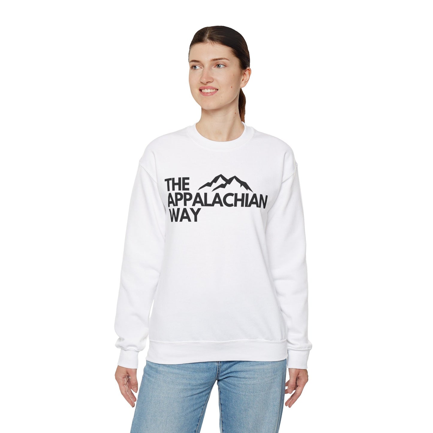 The Appalachian Way Logo Heavy Blend Crewneck Sweatshirt | lifestyle sweater, outdoors, nature, camping, hiking sweater, gifts for him her