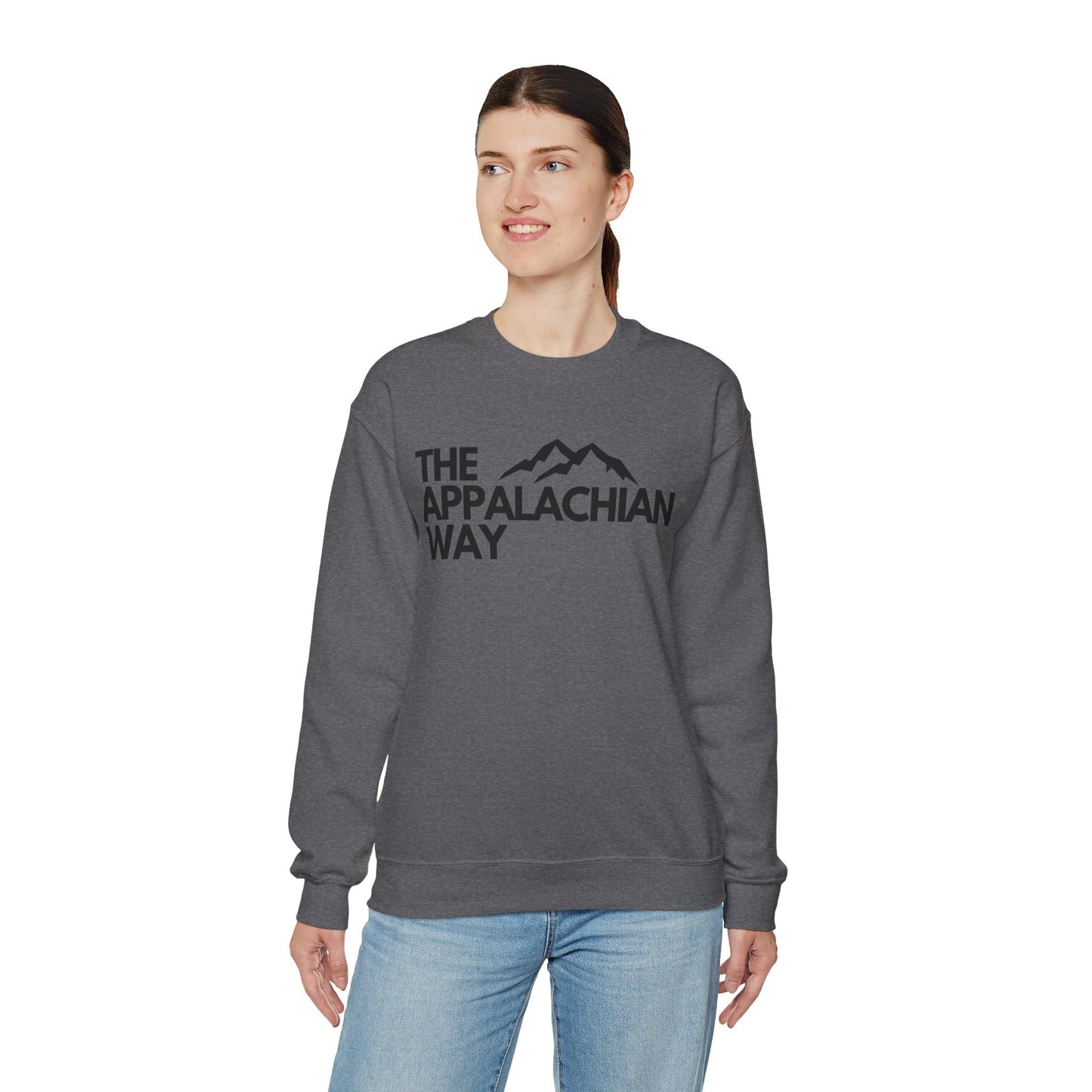 The Appalachian Way Logo Heavy Blend Crewneck Sweatshirt | lifestyle sweater, outdoors, nature, camping, hiking sweater, gifts for him her